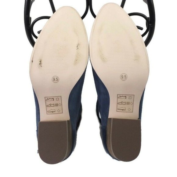 Sole Society Azure Vista Blue Cow Suede Heeled Booties Womens 9.5 - Picture 9 of 10